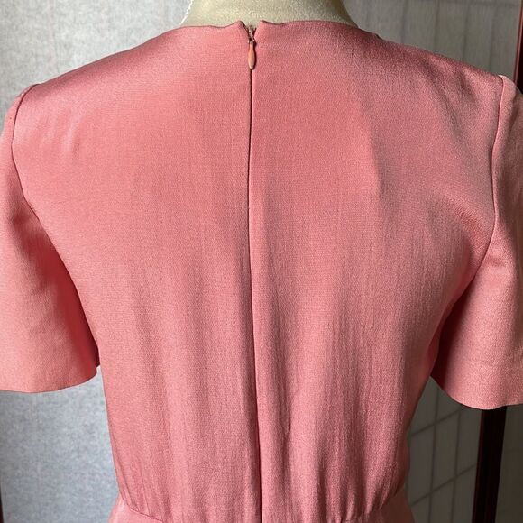 Liz Claiborne Pink Short Sleeved Dress w/ Embroidered Top (Size: 2 Petite) - Picture 8 of 12